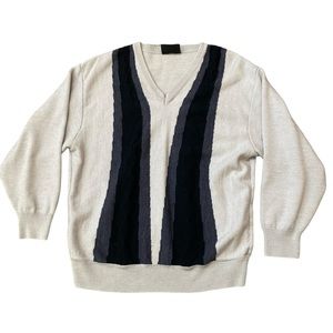 Vintage Tuscan Italy multi neutral v neck wool blend sweater